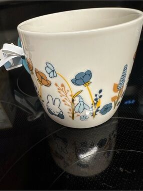 Miffy by Magenta Blue and Cream Floral Ceramic Mug with Bunny Ears inside